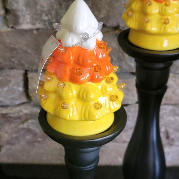 NEW Mr. Halloween Set of 4 Mini Candy Corn Lighted Trees - Picture 8 of 8